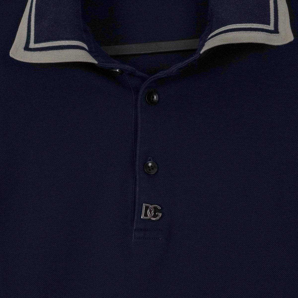 Vintage Dolce Gabbana Navy Metal DG Logo Italian Polo Shirt — photo 5