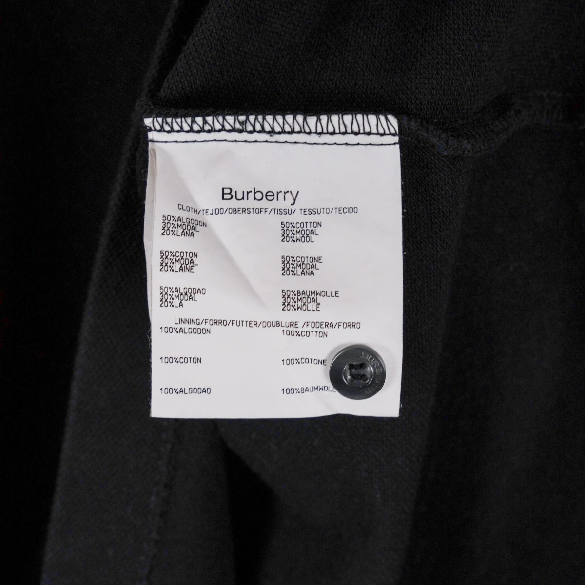 Burberry London Black Wool Blend Long Sleeve Logo Polo Shirt — photo 8