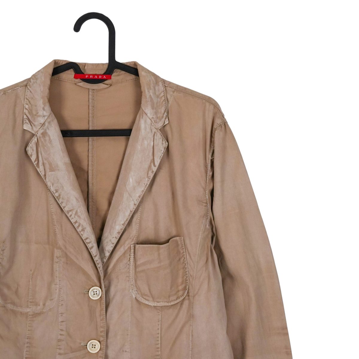 Vintage Prada Sport Beige Garment Dyed Logo Blazer Jacket — photo 4