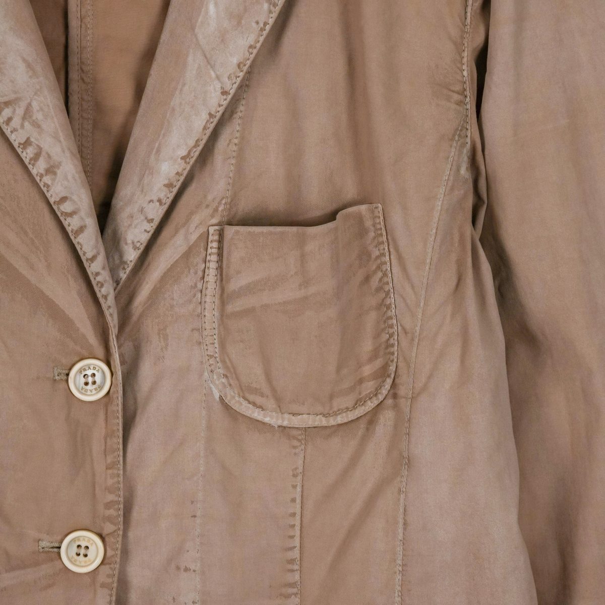 Vintage Prada Sport Beige Garment Dyed Logo Blazer Jacket — photo 6