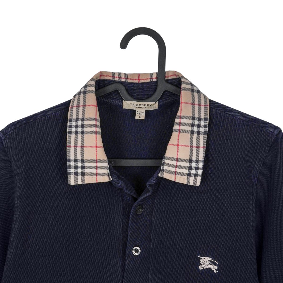 Burberry London Navy Nova Check Embroidered Logo Polo Shirt — photo 2