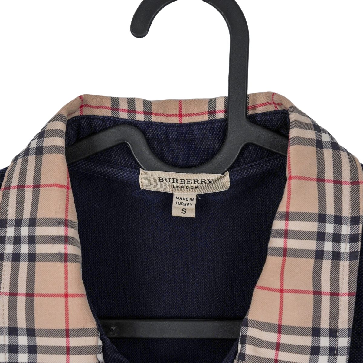 Burberry London Navy Nova Check Embroidered Logo Polo Shirt — photo 8