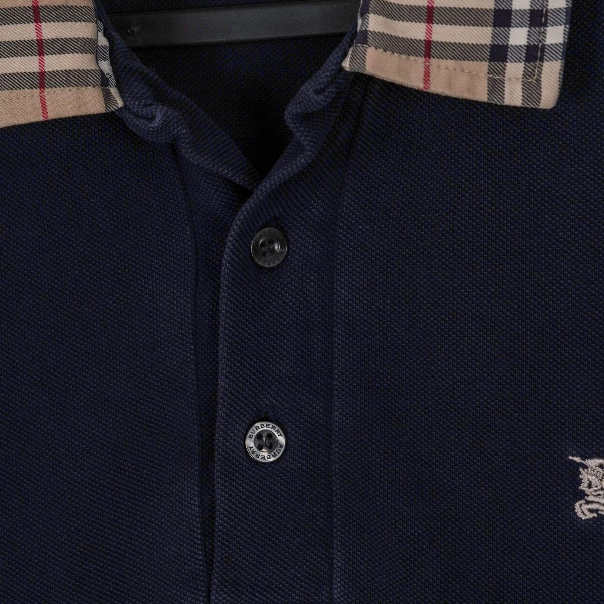 Burberry London Navy Nova Check Embroidered Logo Polo Shirt — photo 5