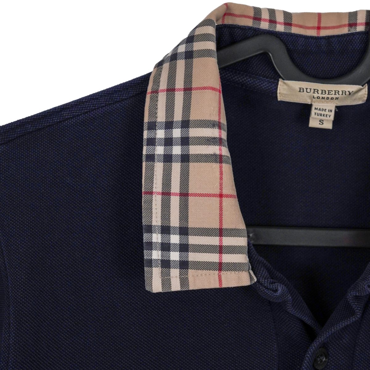 Burberry London Navy Nova Check Embroidered Logo Polo Shirt — photo 4