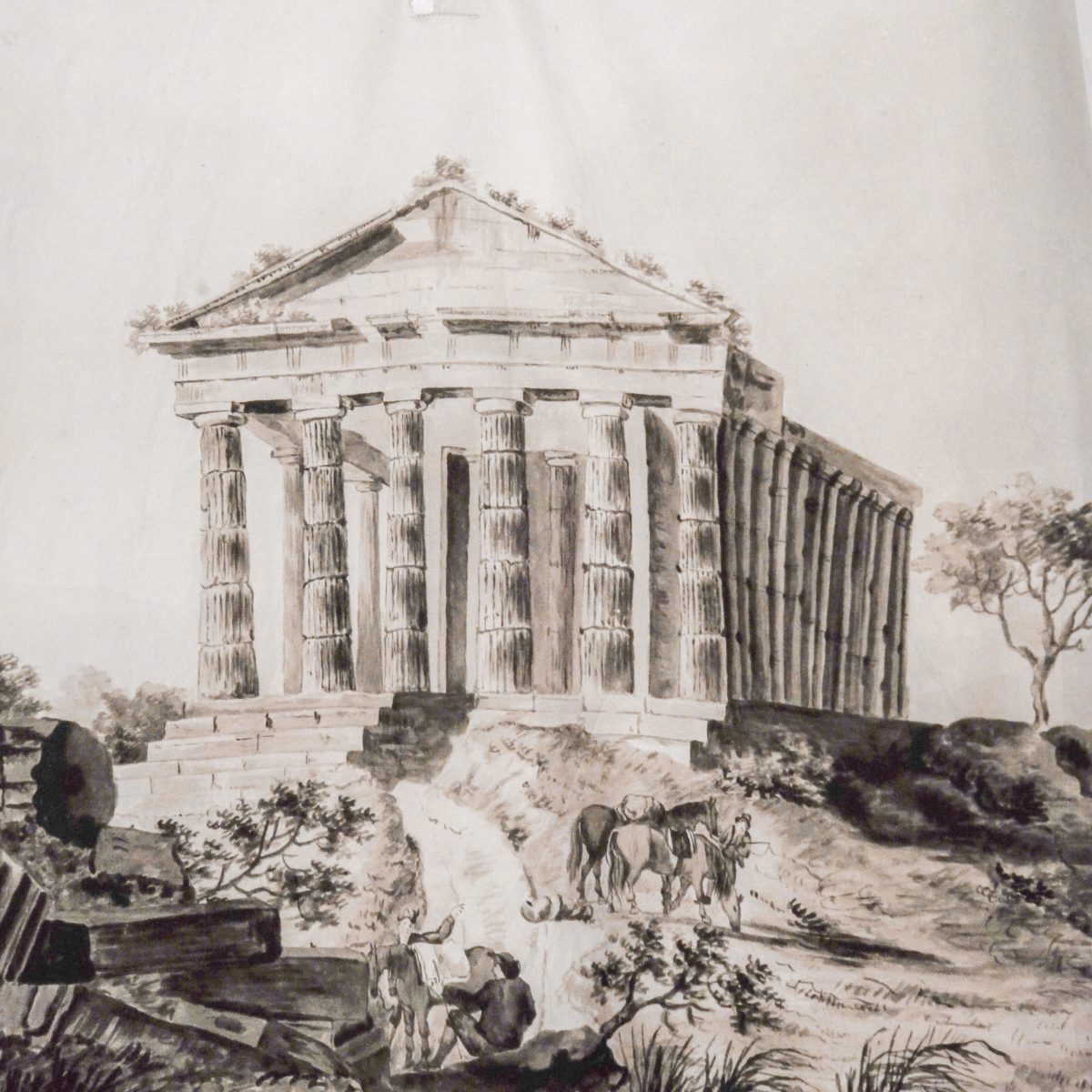 Dolce Gabbana White Linen Hemp Parthenon Print Polo Shirt — photo 5