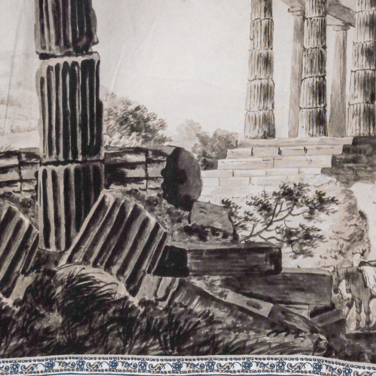 Dolce Gabbana White Linen Hemp Parthenon Print Polo Shirt — photo 7