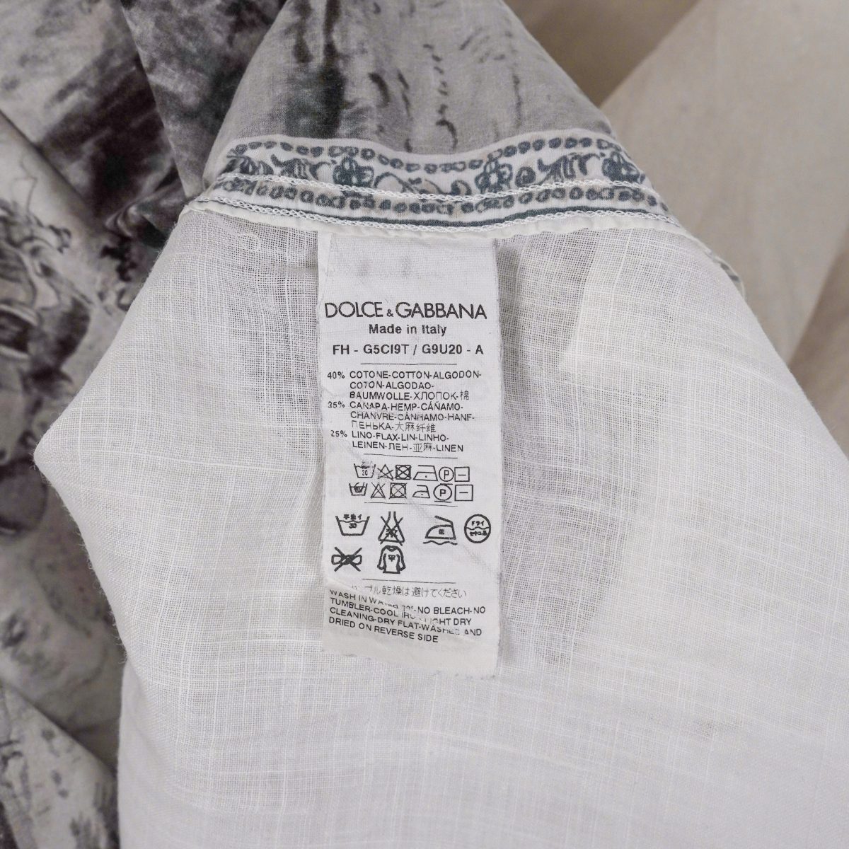 Dolce Gabbana White Linen Hemp Parthenon Print Polo Shirt — photo 10