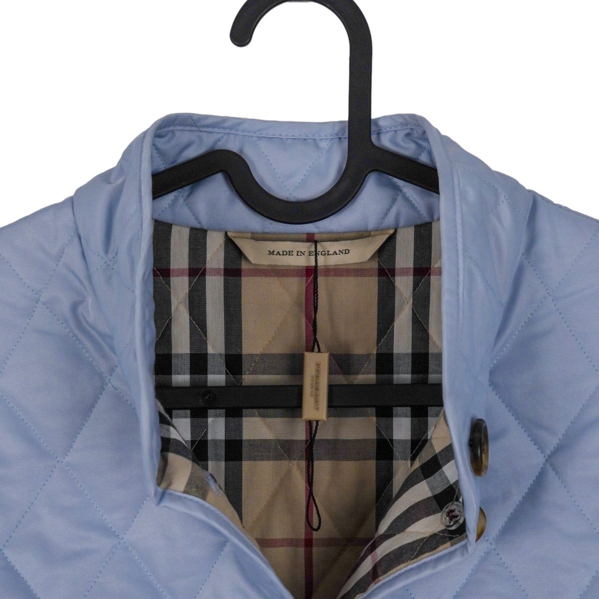 Burberry London Light Blue Nova Check Diamond Quilted Jacket — photo 5