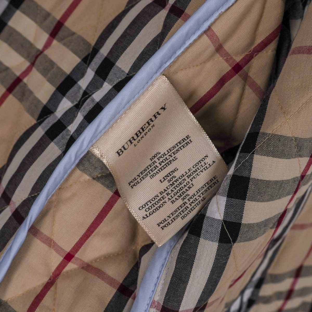 Burberry London Light Blue Nova Check Diamond Quilted Jacket — photo 12