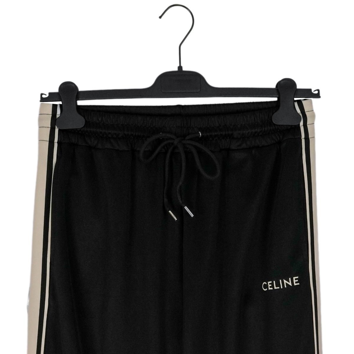 Celine Paris Black Wool Blend Side Stripe Logo Track Pants — photo 3