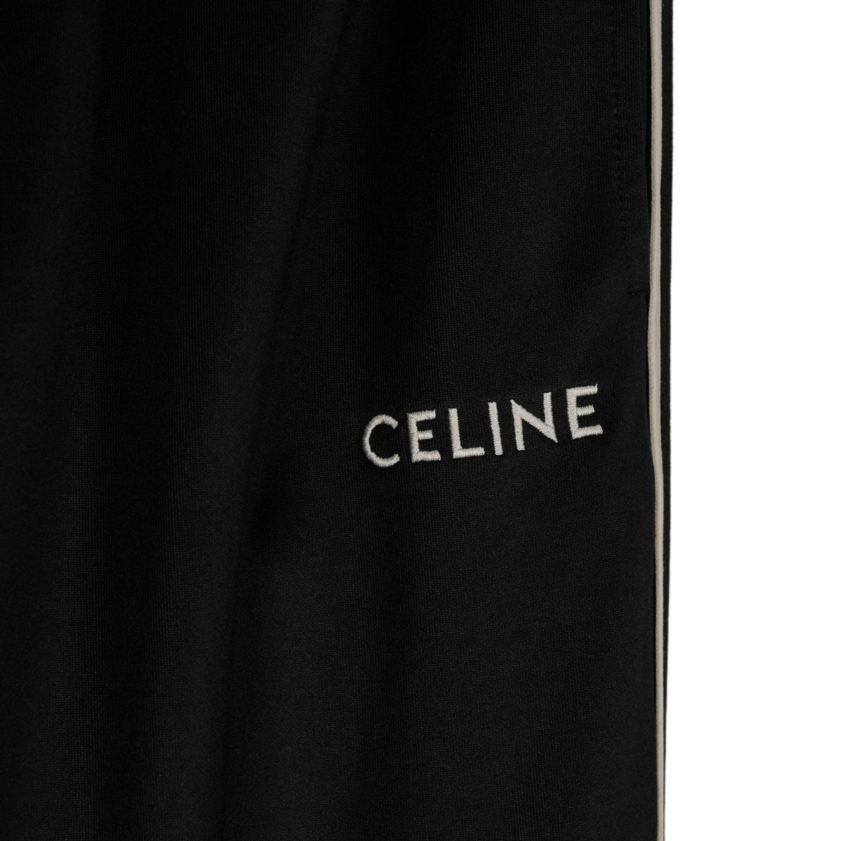 Celine Paris Black Wool Blend Side Stripe Logo Track Pants — photo 7