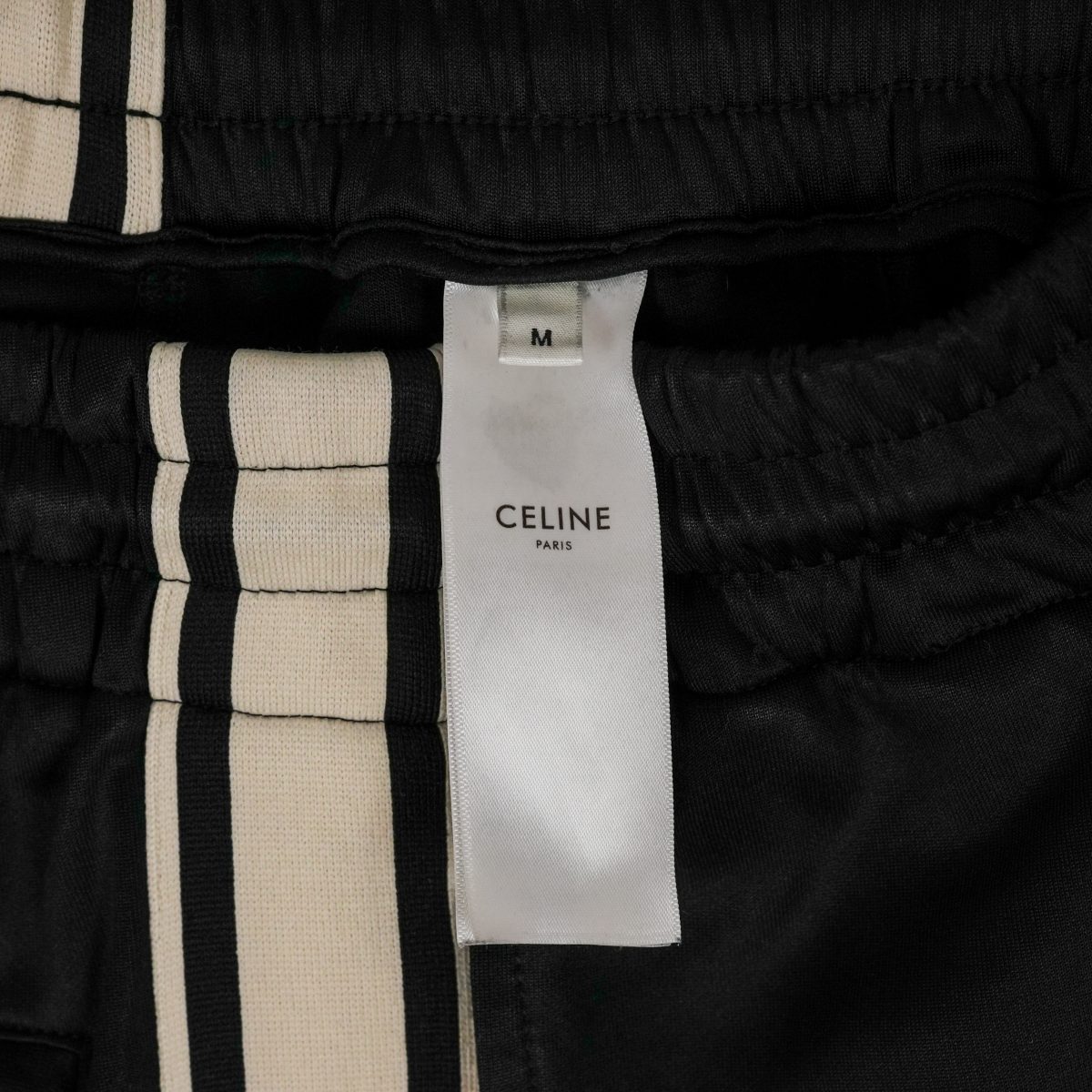 Celine Paris Black Wool Blend Side Stripe Logo Track Pants — photo 12