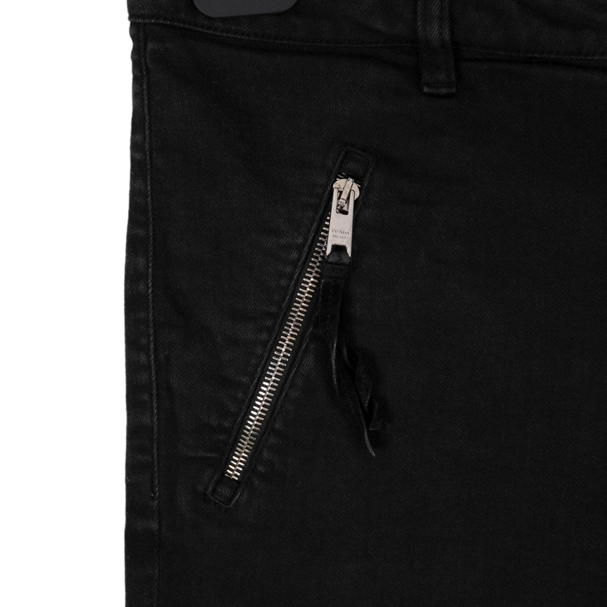 Prada Milano Black Zip Pocket Back Logo Denim Jeans Shorts — photo 5