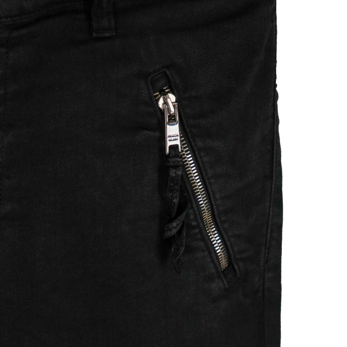 Prada Milano Black Zip Pocket Back Logo Denim Jeans Shorts — photo 6