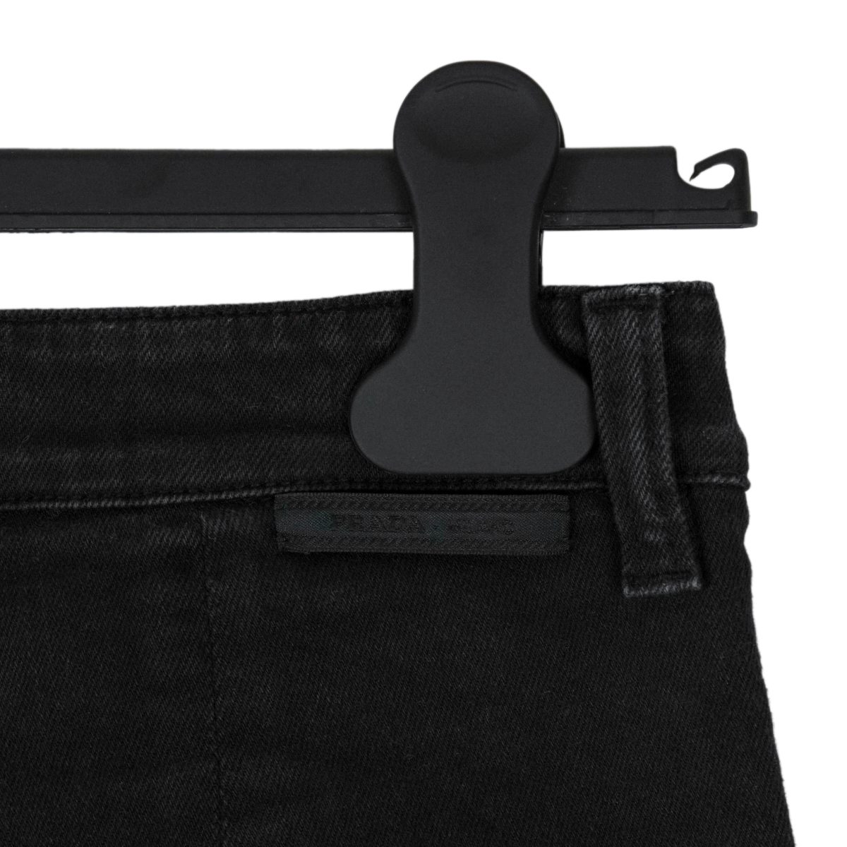 Prada Milano Black Zip Pocket Back Logo Denim Jeans Shorts — photo 8