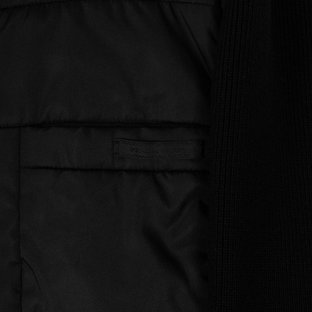 Vintage Prada Black Nylon Rib Knit Logo Wool Cardigan Jacket — photo 7