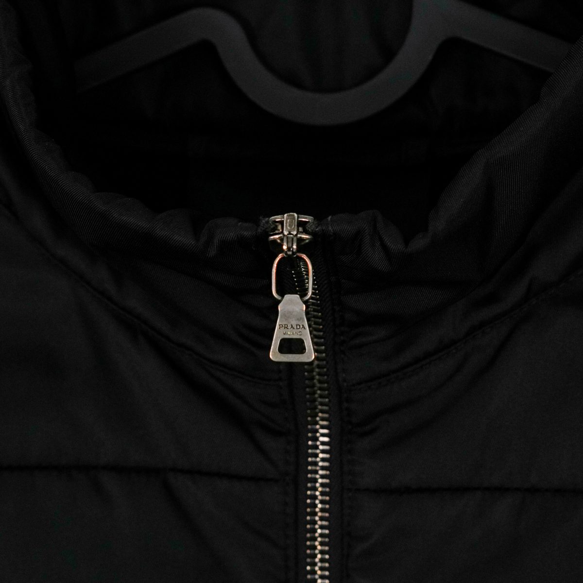 Vintage Prada Black Nylon Rib Knit Logo Wool Cardigan Jacket — photo 8