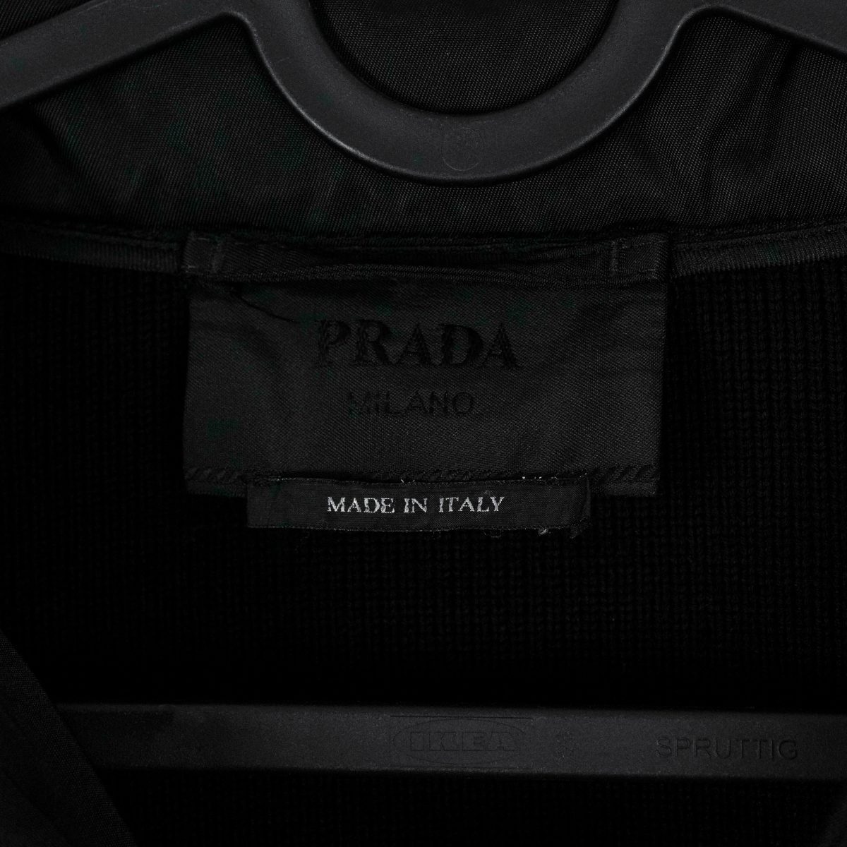 Vintage Prada Black Nylon Rib Knit Logo Wool Cardigan Jacket — photo 13