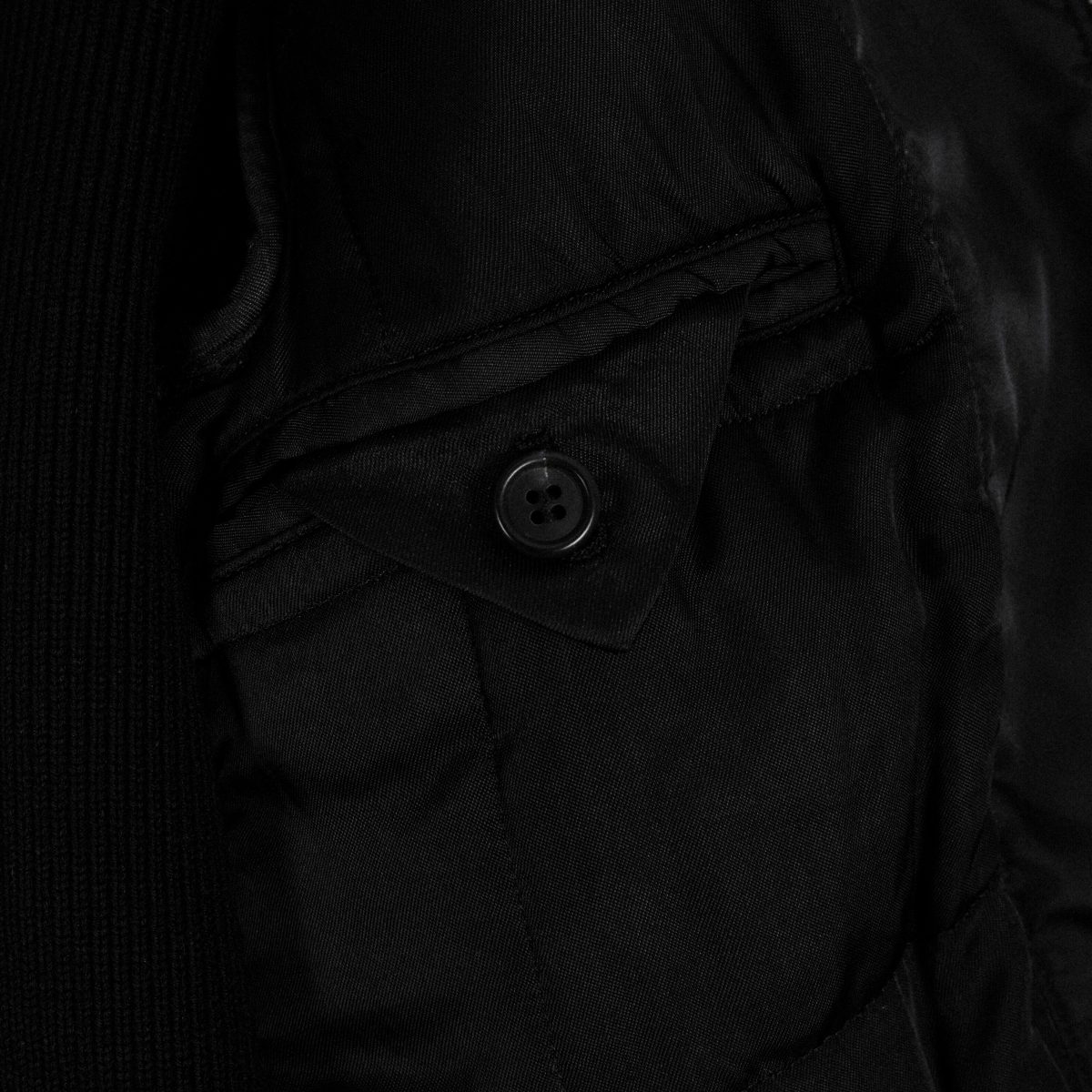 Vintage Prada Black Nylon Rib Knit Logo Wool Cardigan Jacket — photo 11