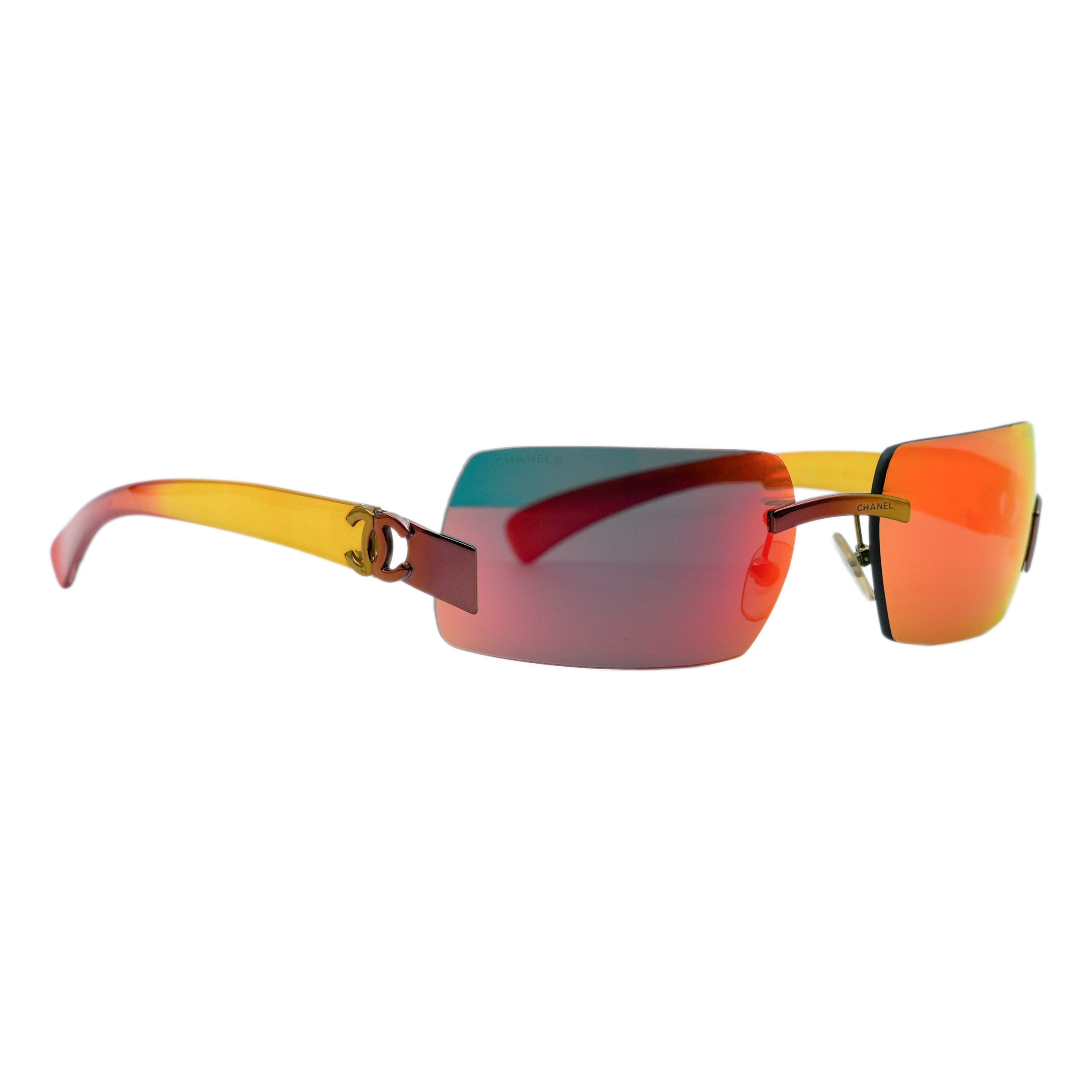 Vintage Chanel 4048 Rainbow Rimless Metal CC Logo Sunglasses