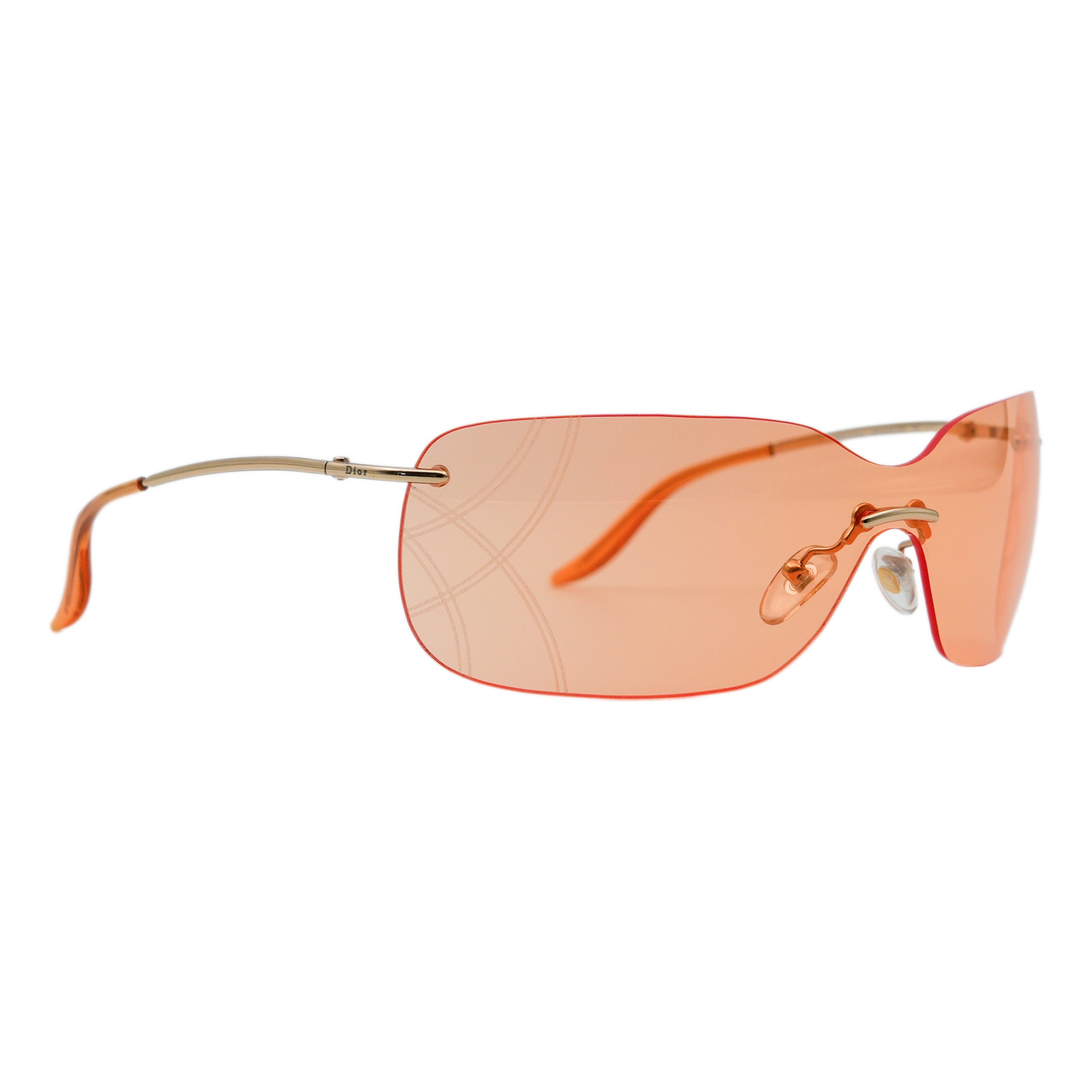 Dior Bowling/L Gold Rimless Shield Metal Logo Sunglasses