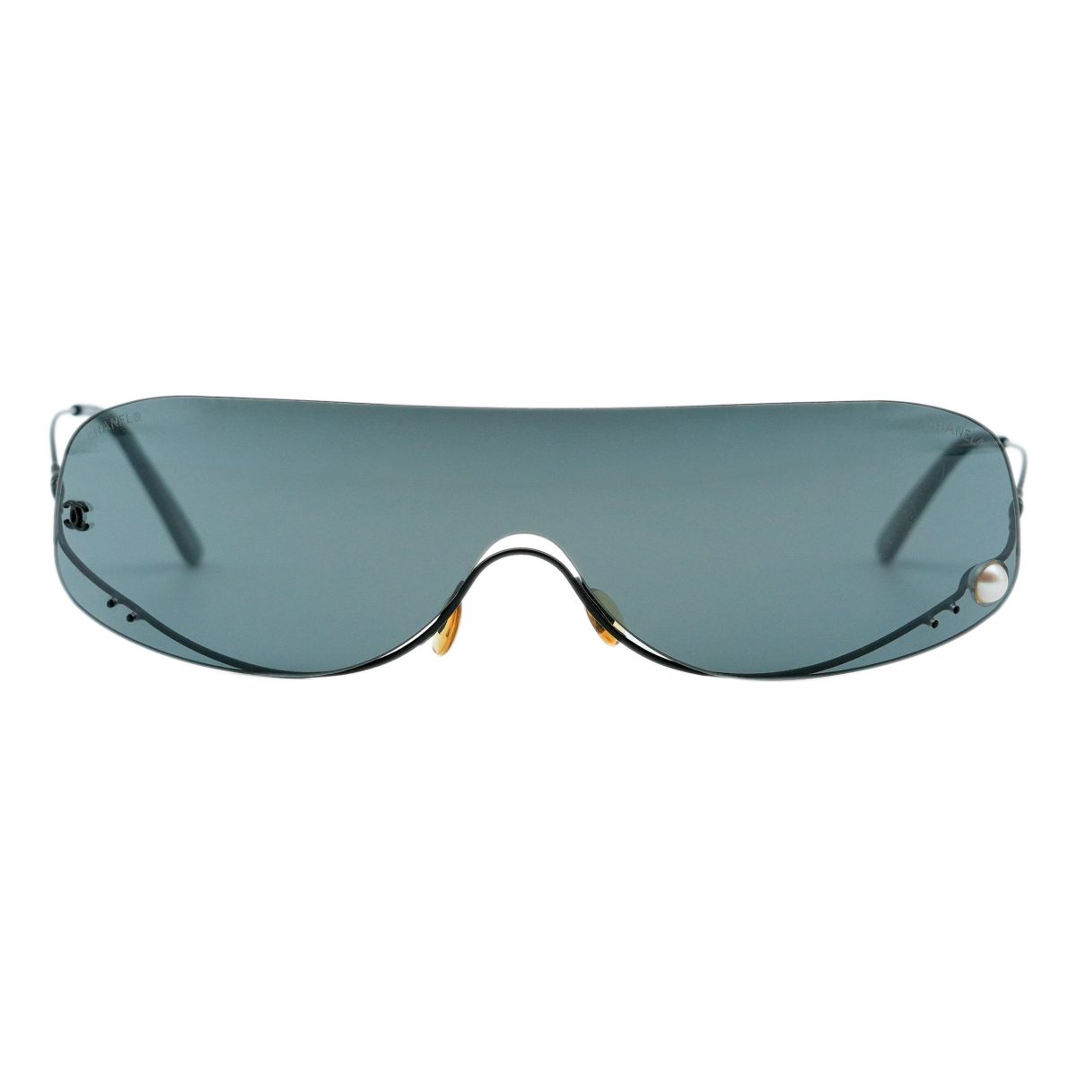 Vintage Chanel 4054 Black Rimless Shield CC Logo Sunglasses — photo 2
