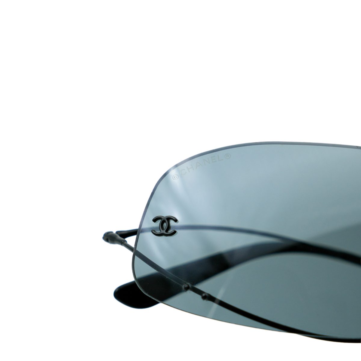 Vintage Chanel 4054 Black Rimless Shield CC Logo Sunglasses — photo 10