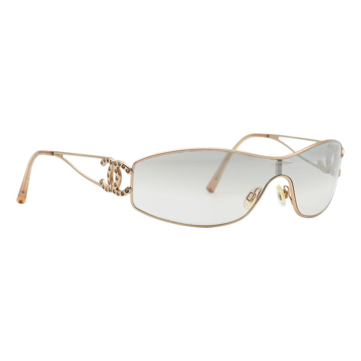 Chanel 4073 Gold Gradient Crystal CC Logo Y2K Sunglasses