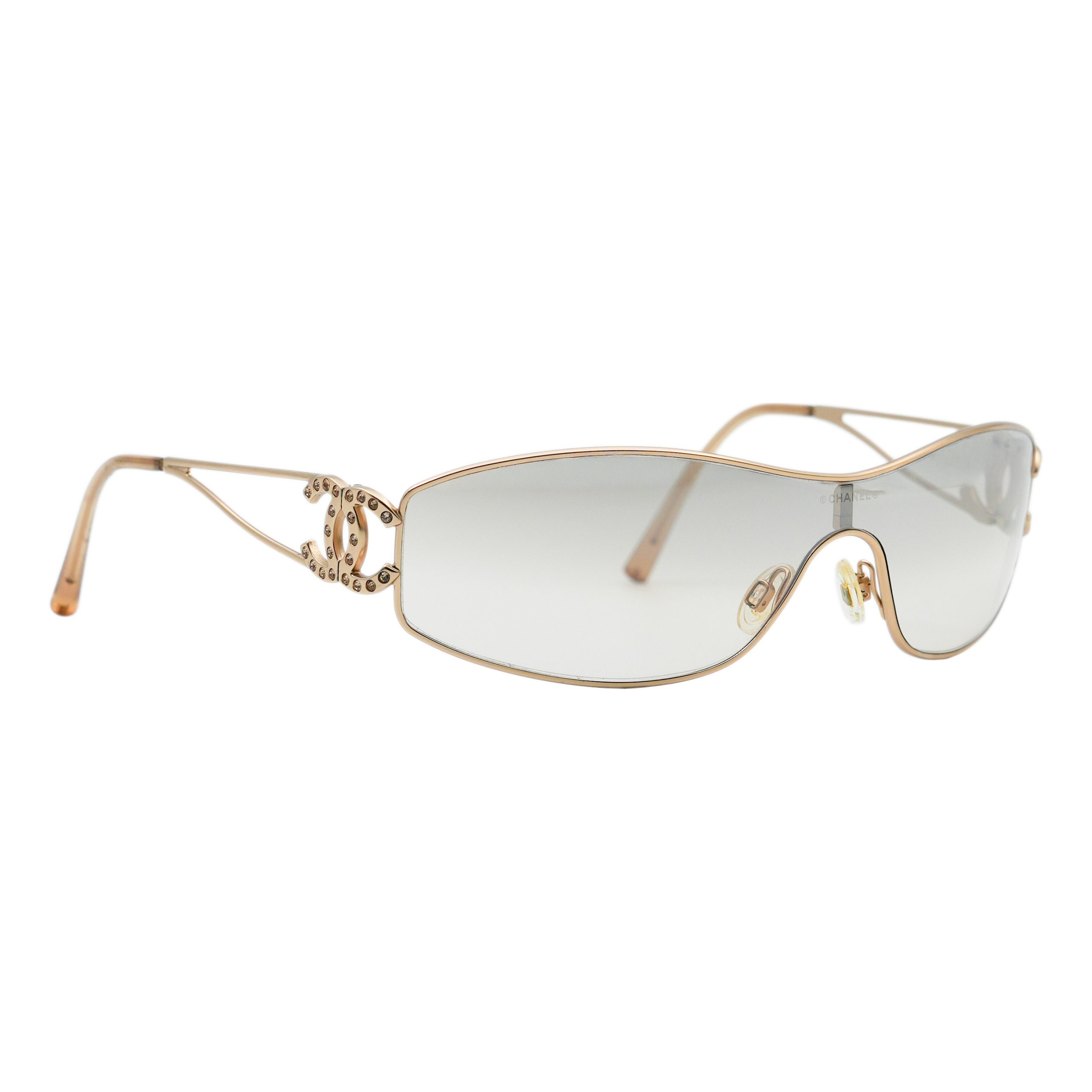 Chanel 4073 Gold Gradient Crystal CC Logo Y2K Sunglasses