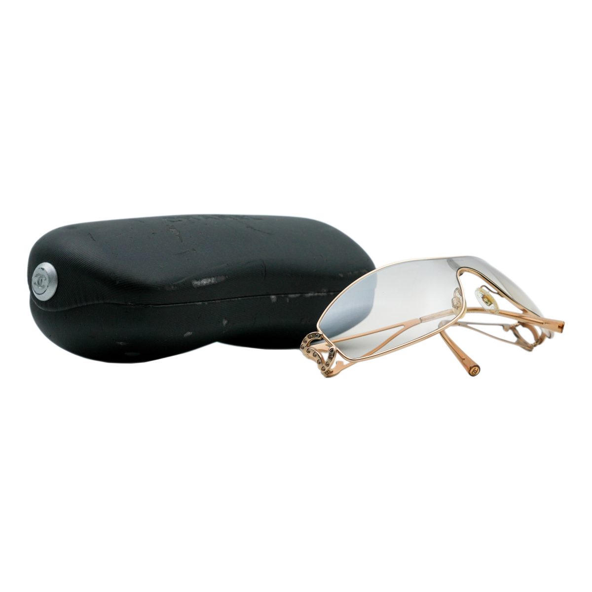 Chanel 4073 Gold Gradient Crystal CC Logo Y2K Sunglasses — photo 11