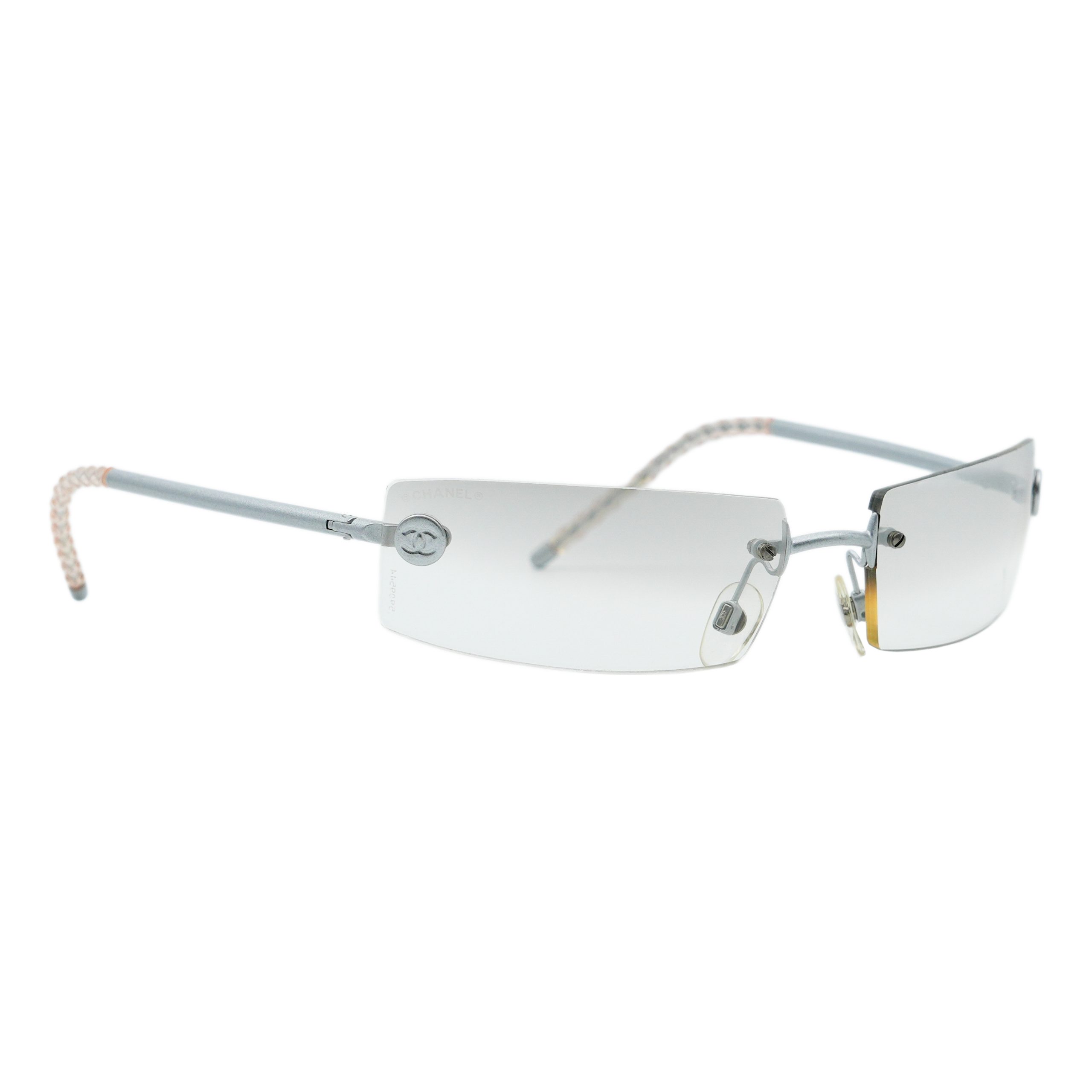 Chanel 4047 Silver Gradient Rimless CC Logo Y2K Sunglasses