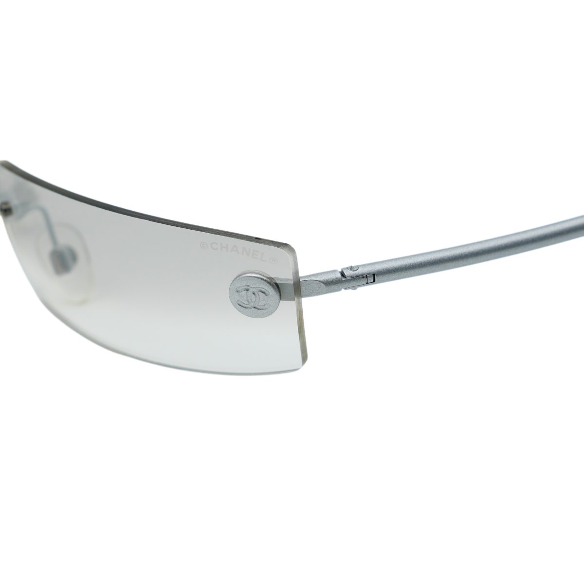 Chanel 4047 Silver Gradient Rimless CC Logo Y2K Sunglasses — photo 4
