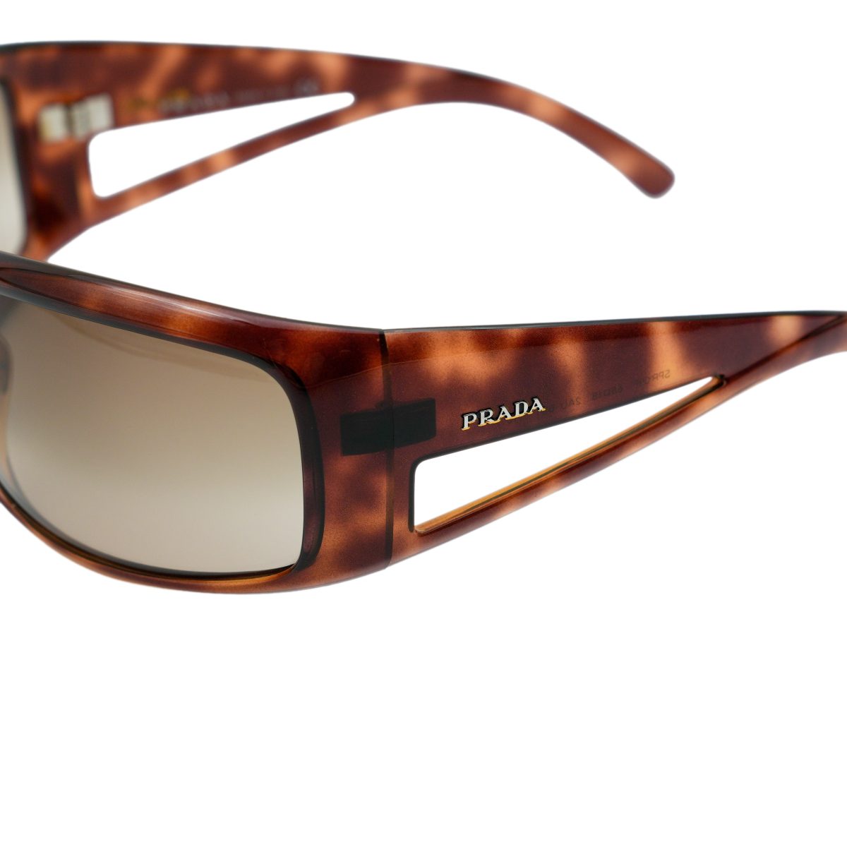 Prada SPR 09F Brown Tortoise Gradient Logo Y2K Sunglasses — photo 4
