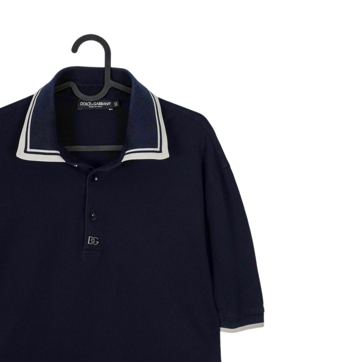 Vintage Dolce Gabbana Navy Metal DG Logo Italian Polo Shirt — photo 3