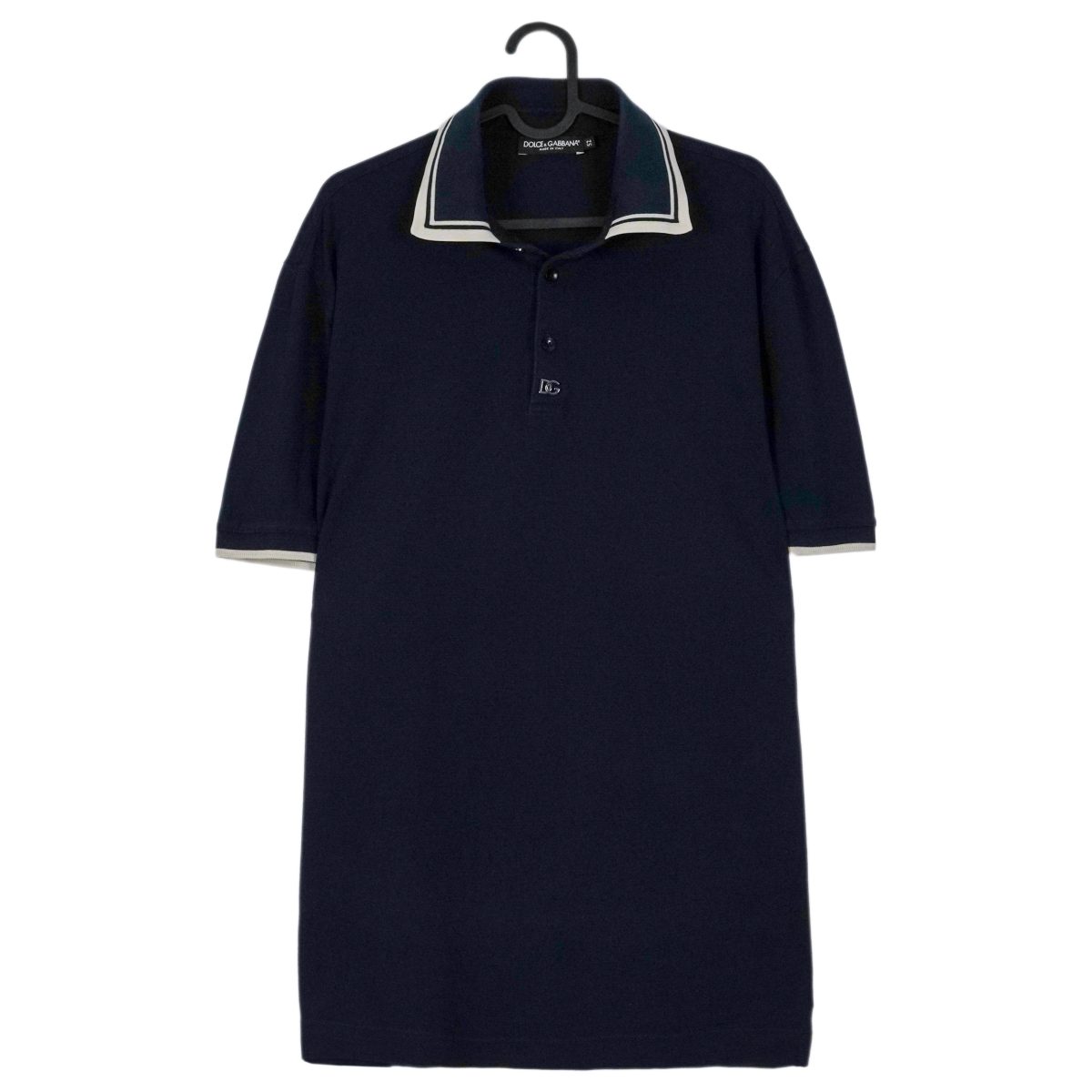 Vintage Dolce Gabbana Navy Metal DG Logo Italian Polo Shirt