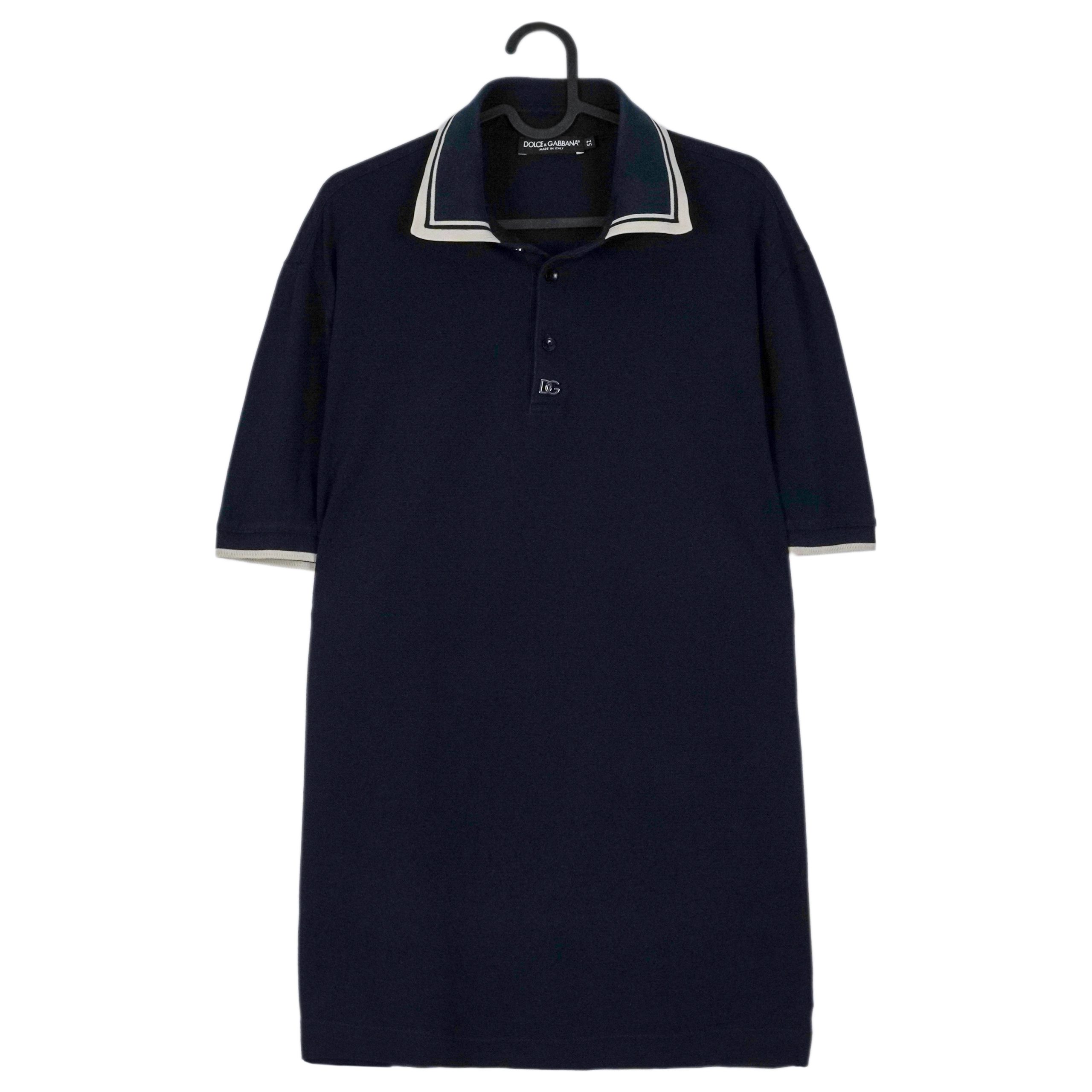 Vintage Dolce Gabbana Navy Metal DG Logo Italian Polo Shirt