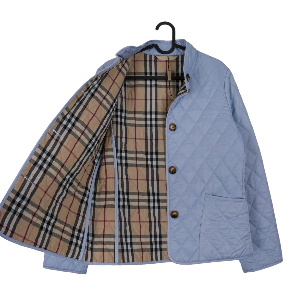 Burberry London Light Blue Nova Check Diamond Quilted Jacket — photo 10