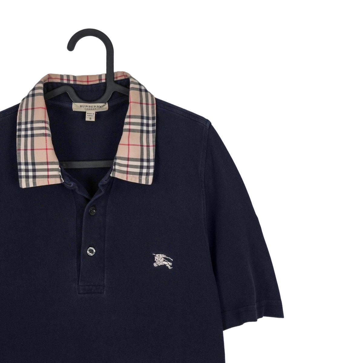 Burberry London Navy Nova Check Embroidered Logo Polo Shirt — photo 3