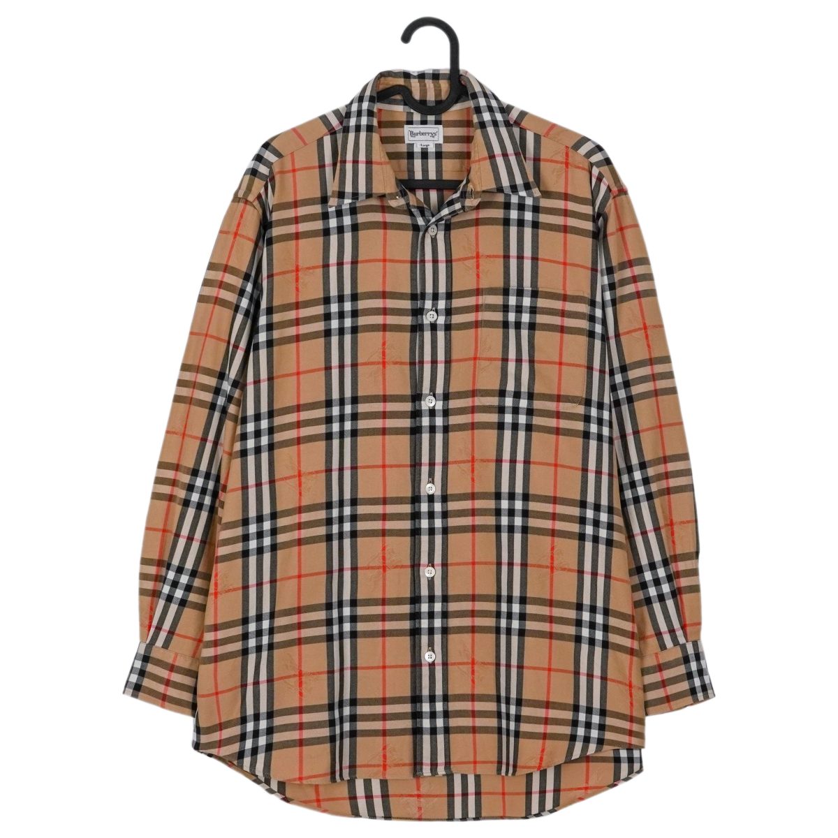 Vintage Burberrys Camel Nova Check Embroidered Logo Shirt