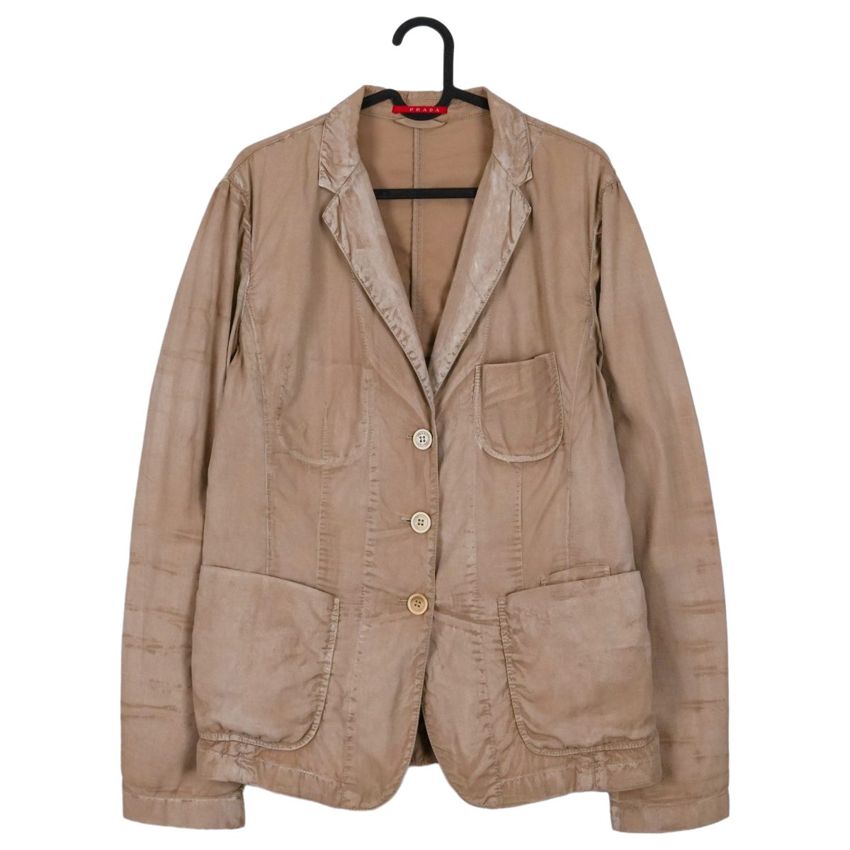 Vintage Prada Sport Beige Garment Dyed Logo Blazer Jacket