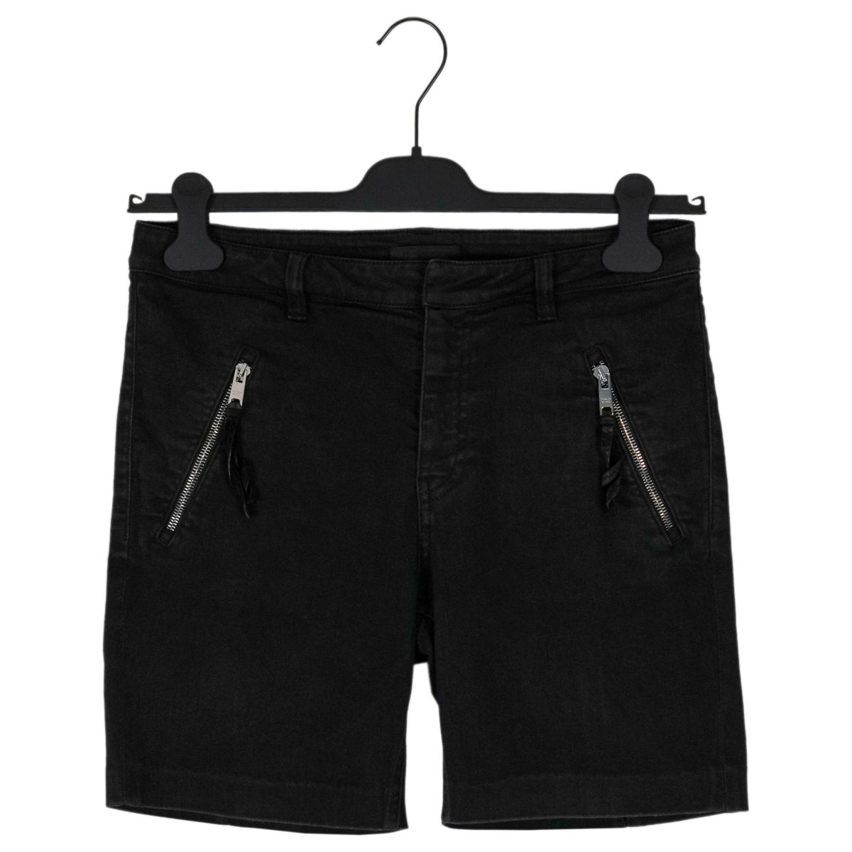 Prada Milano Black Zip Pocket Back Logo Denim Jeans Shorts