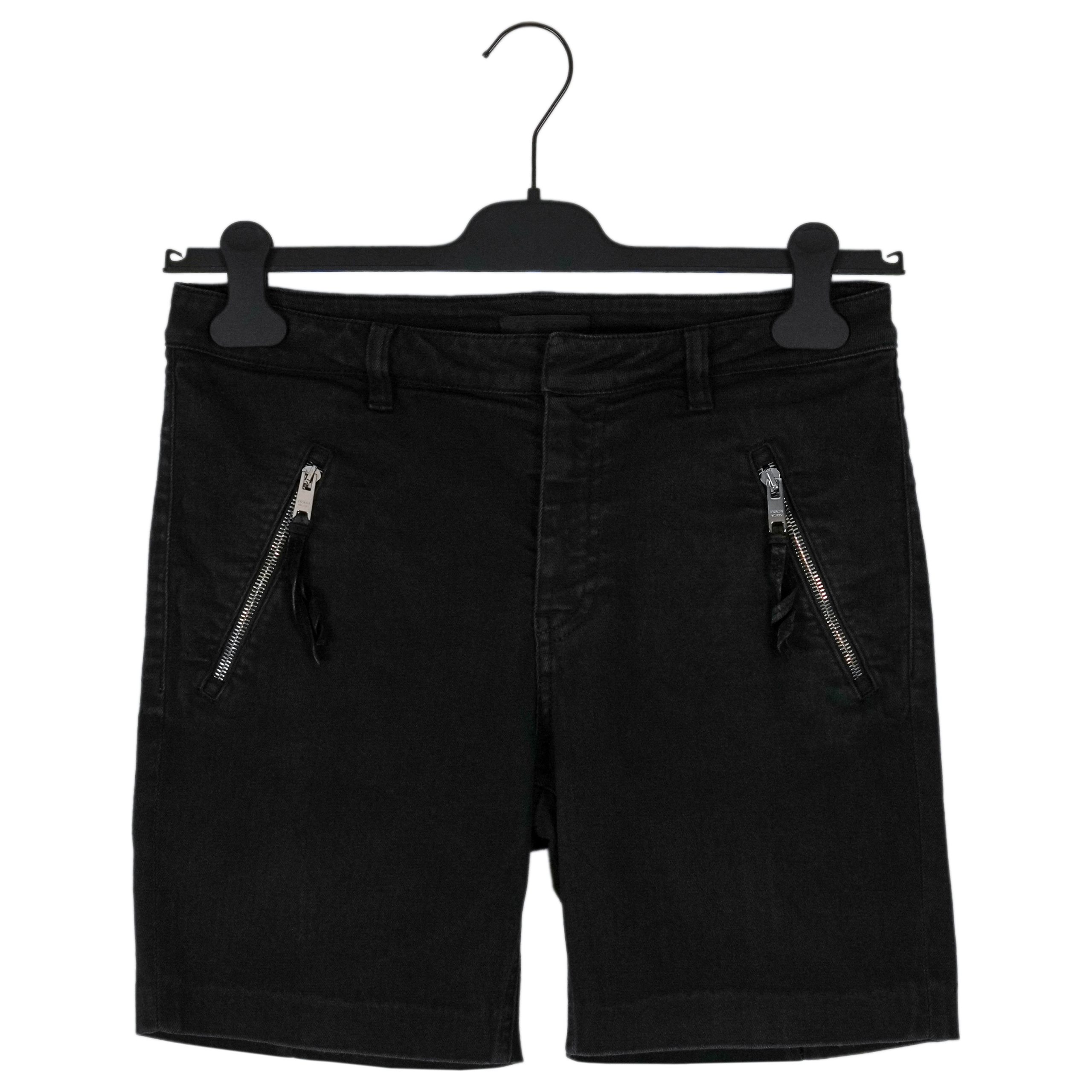 Prada Milano Black Zip Pocket Back Logo Denim Jeans Shorts