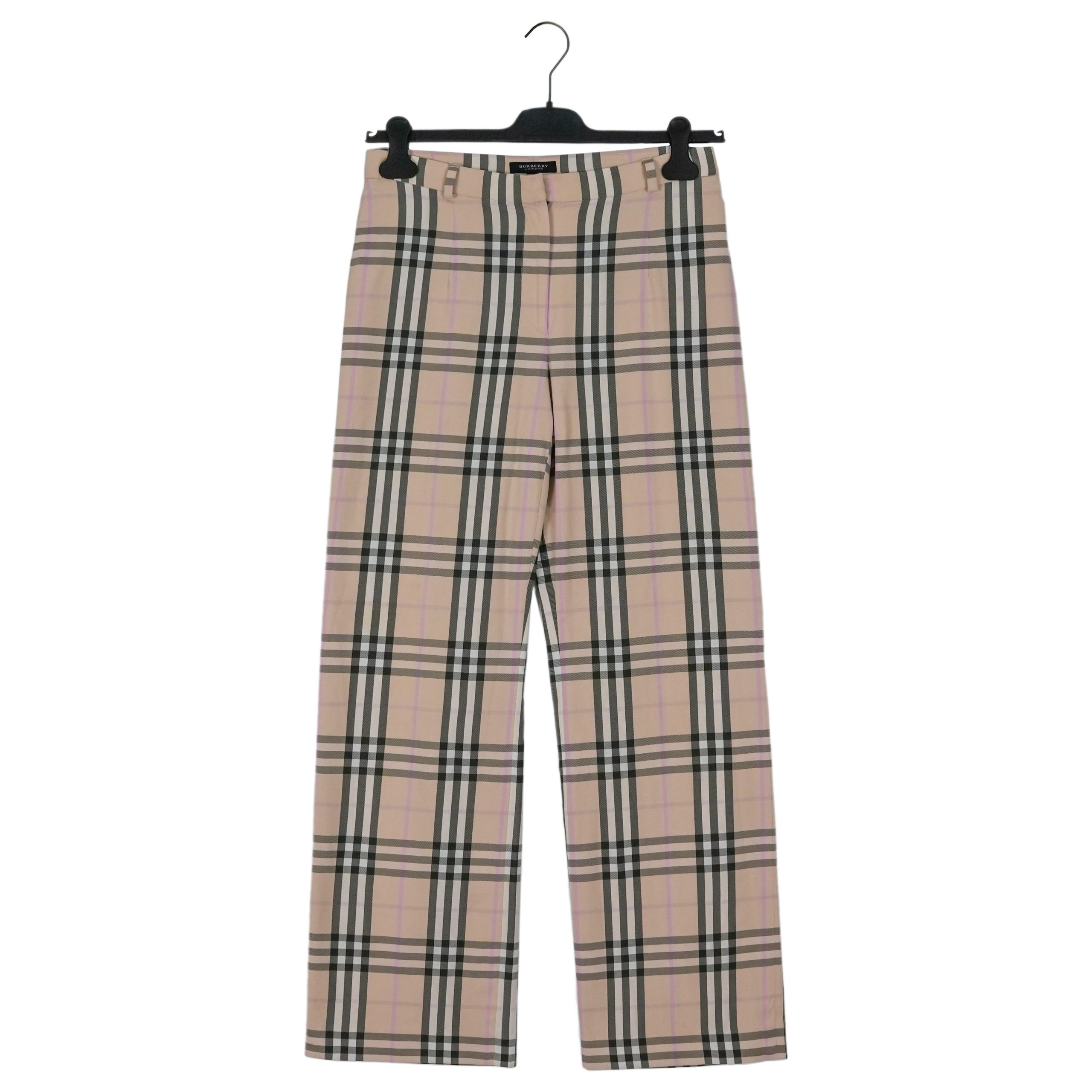 Burberry London Beige Nova Check Straight Trousers Pants