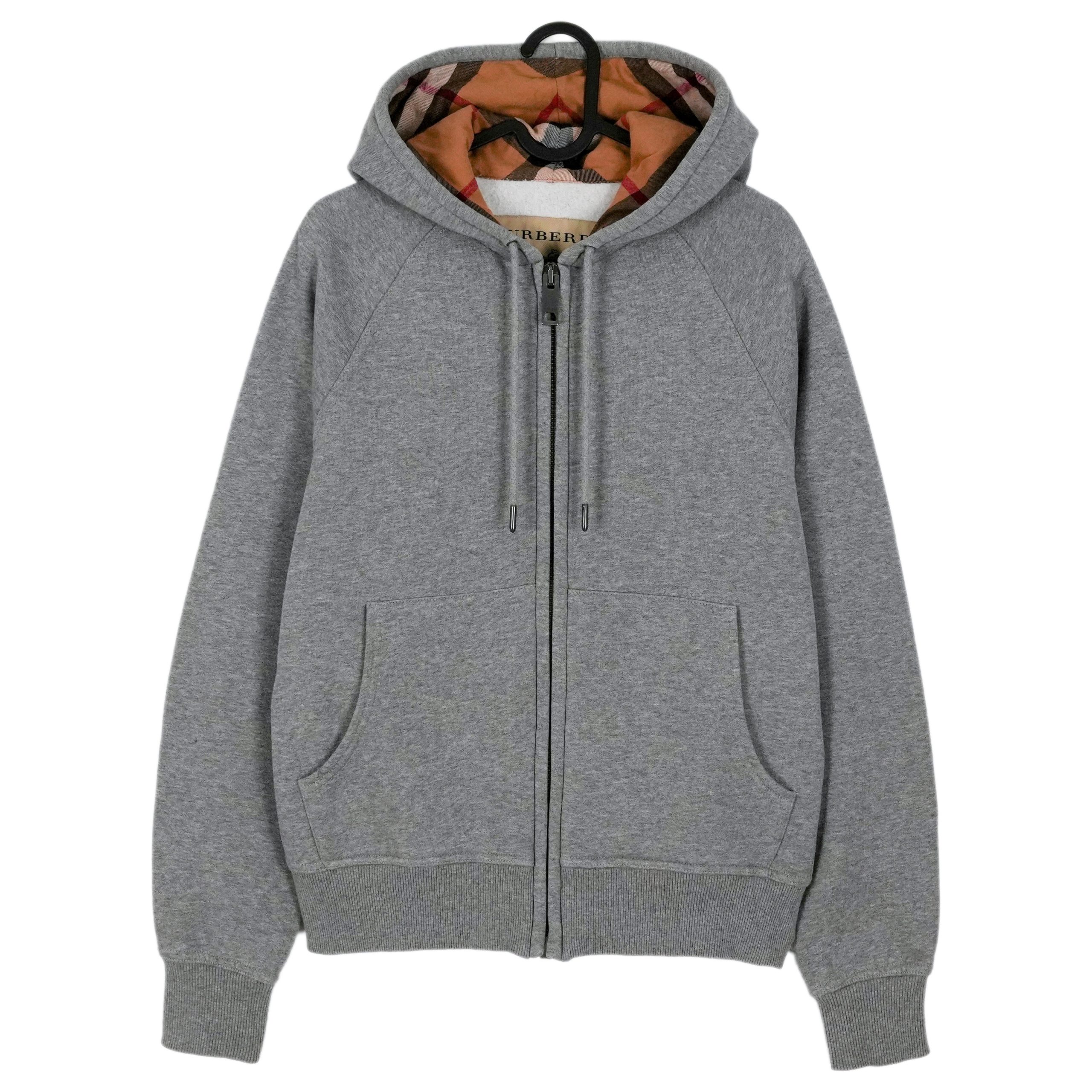 Burberry Claredon Gray Melange Zip Logo Hoodie Sweatshirt