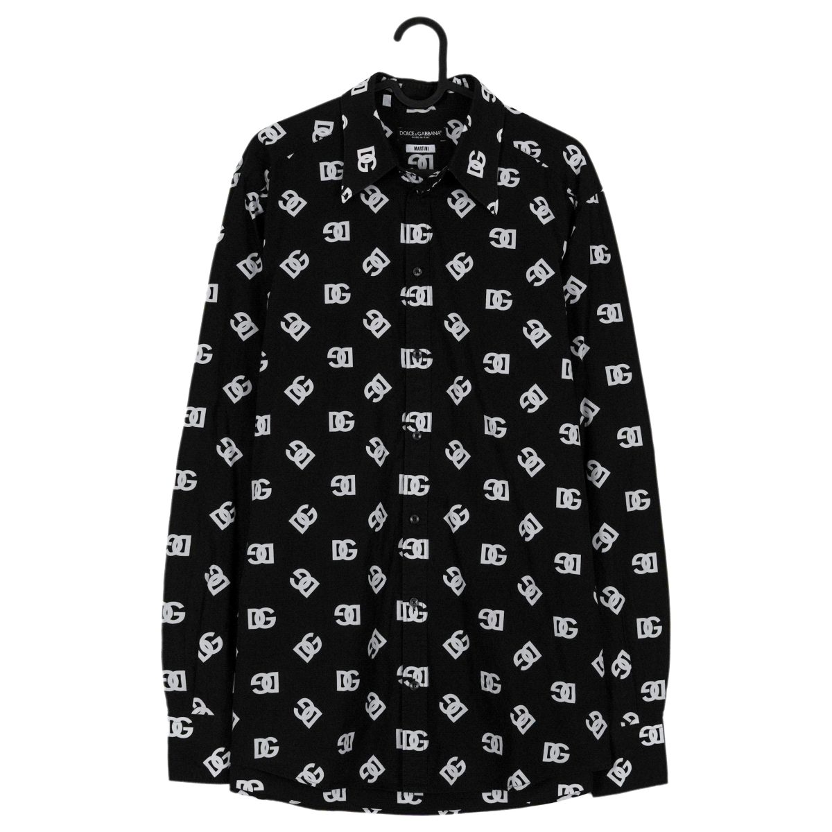 Dolce Gabbana Martini Black Long Sleeve Monogram Logo Shirt