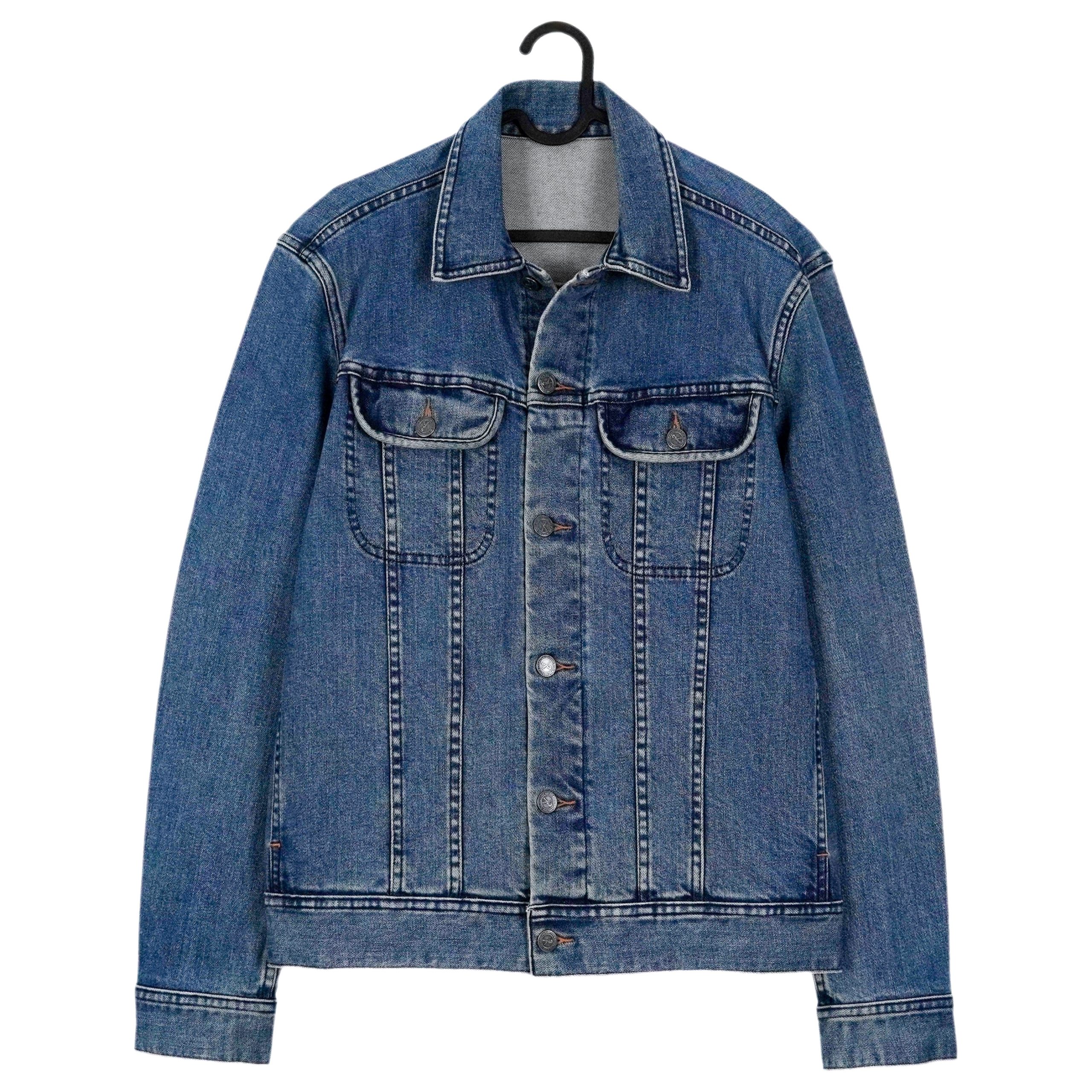 APC Rue Madam Paris Blue Wash Denim Button Trucker Jacket