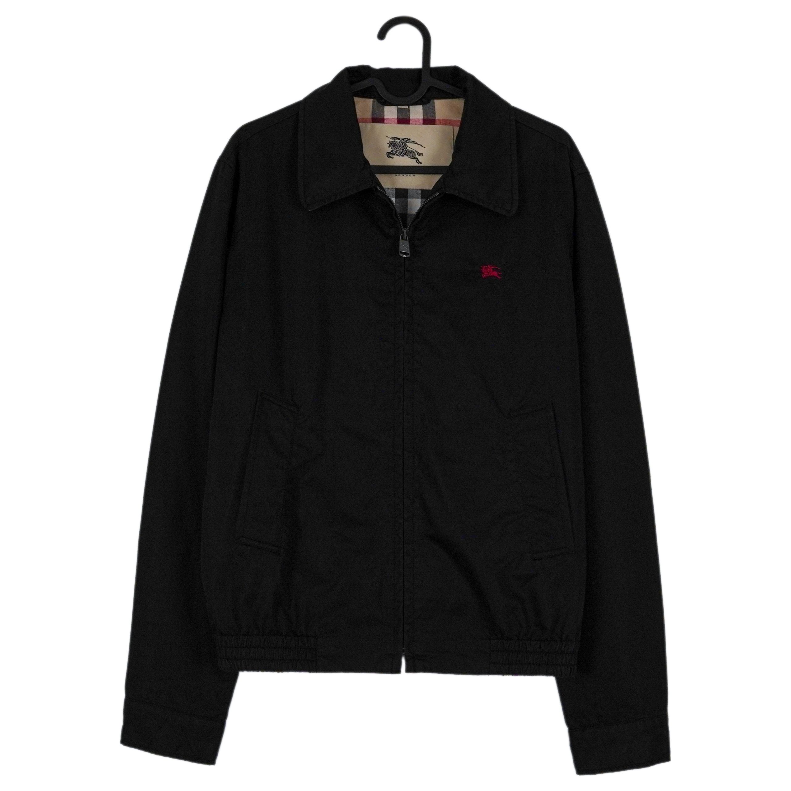 Burberry London Black Nova Check Embroidered Logo Zip Jacket