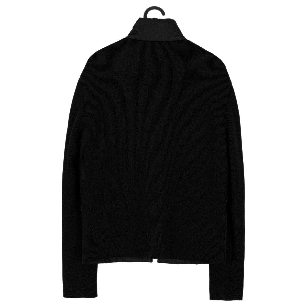 Vintage Prada Black Nylon Rib Knit Logo Wool Cardigan Jacket — photo 2