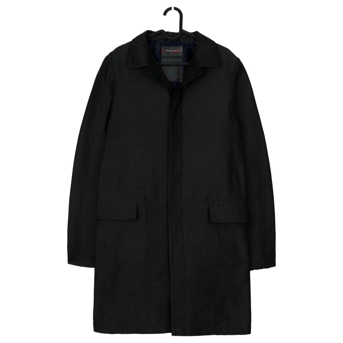 Prada AW 2009 Black Wool Blend Hidden Button Coat Jacket