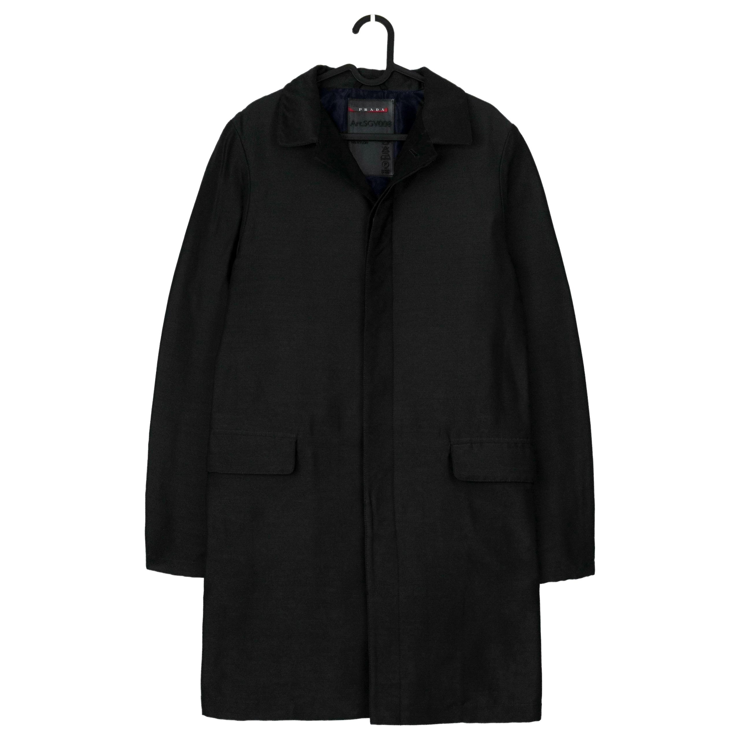 Prada AW 2009 Black Wool Blend Hidden Button Coat Jacket